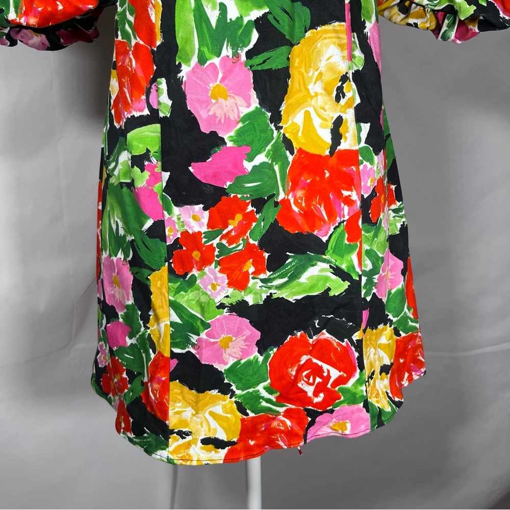 Top Shop Off The Shoulder Bold Floral Ruffle Bardot Mini Dress 4 Feminine Fairy - Picture 4 of 9